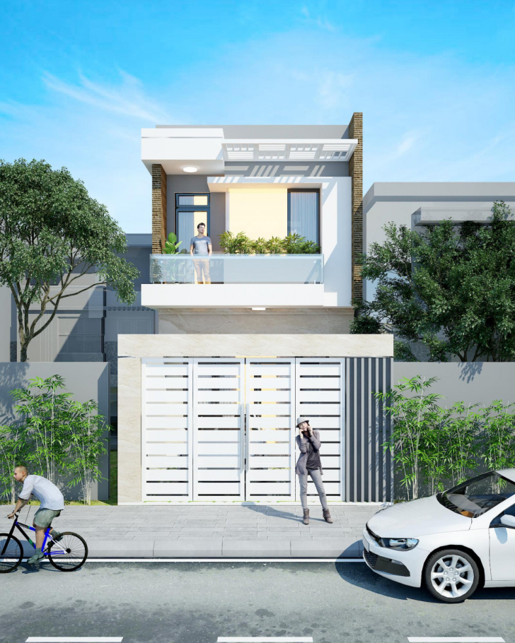 Mẫu thiết kế nhà 2 tầng diện tích rộng 5x15m