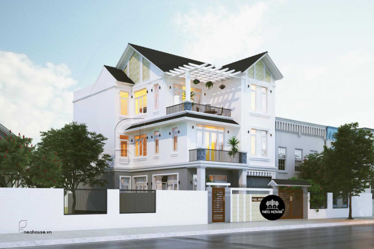 Mẫu thiết kế biệt thự hiện đại 3 tầng đẹp mái thái tại Tphcm
