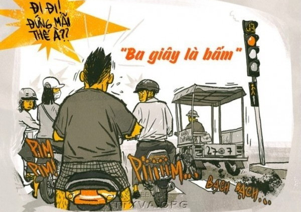Cái kết vì bấm còi khi dừng đèn đỏ